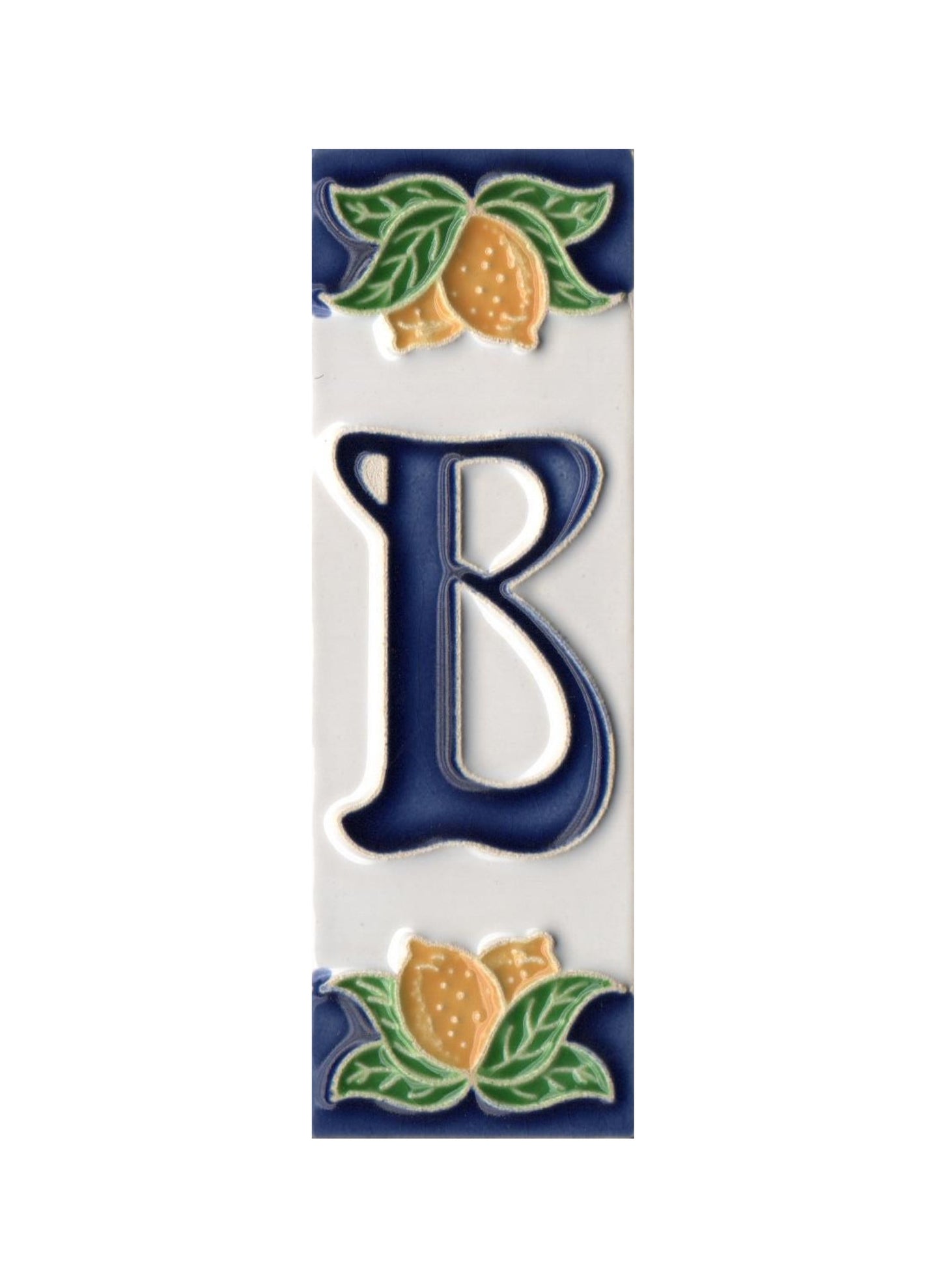 Hand-painted Italian Lemon Ceramic House Number Tiles 15 x 4.8 cm