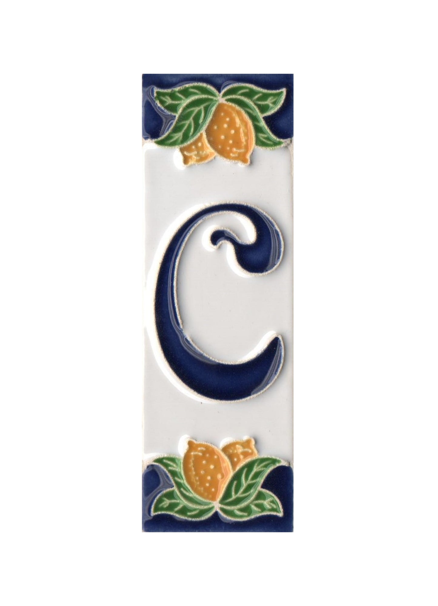 Hand-painted Italian Lemon Ceramic House Number Tiles 15 x 4.8 cm