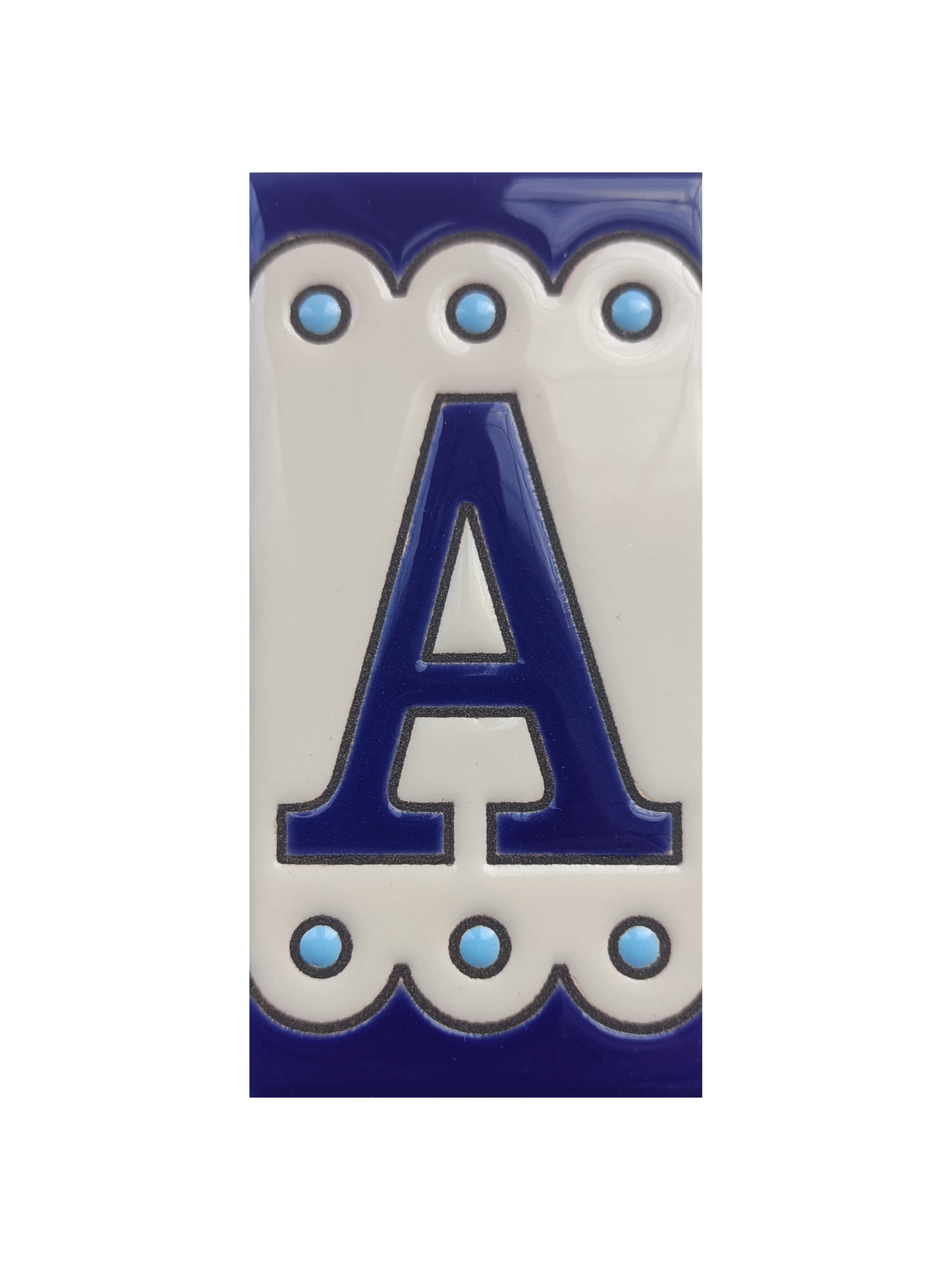 Hand-painted Soto Blue Ceramic House Number Tiles 11 x 5.5 cm