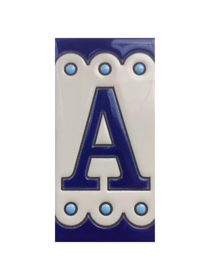 Hand-painted Soto Blue Ceramic House Number Tiles 11 x 5.5 cm