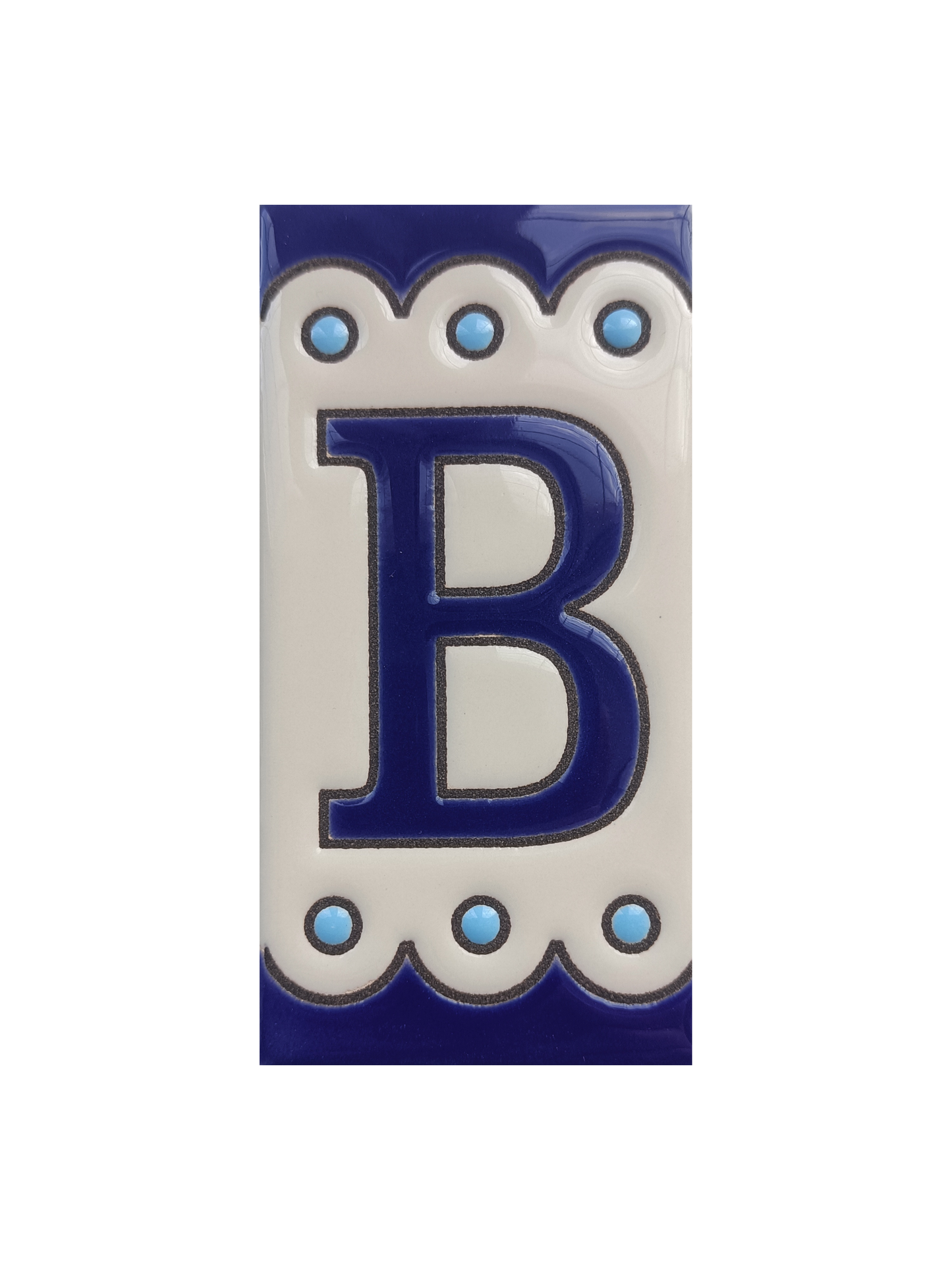 Hand-painted Soto Blue Ceramic House Number Tiles 11 x 5.5 cm