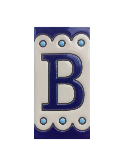 Hand-painted Soto Blue Ceramic House Number Tiles 11 x 5.5 cm