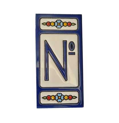 Atalaya m-7 Blue Hand-Painted Ceramic House Number Tiles 11 x 5.5cm