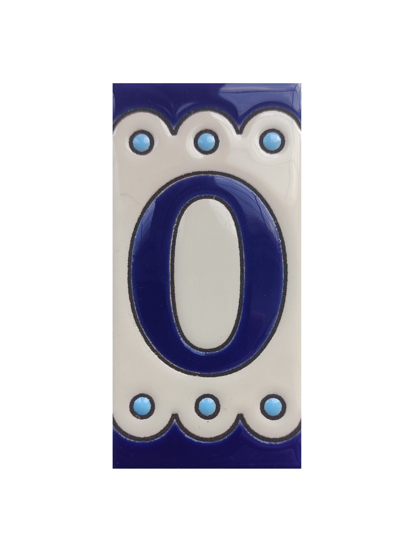 Hand-painted Soto Blue Ceramic House Number Tiles 11 x 5.5 cm