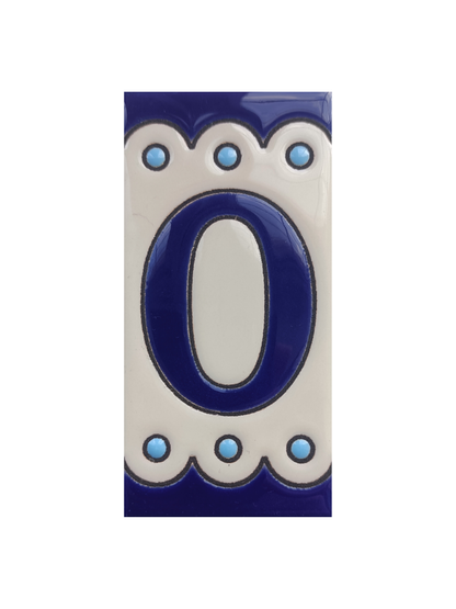 Hand-painted Soto Blue Ceramic House Number Tiles 11 x 5.5 cm