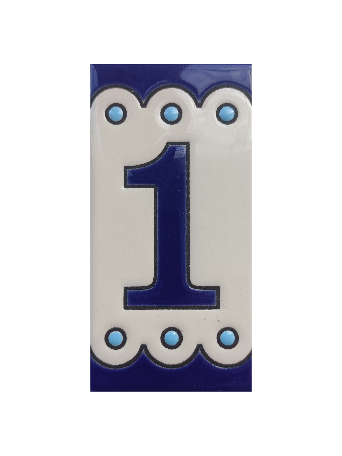 Hand-painted Soto Blue Ceramic House Number Tiles 11 x 5.5 cm