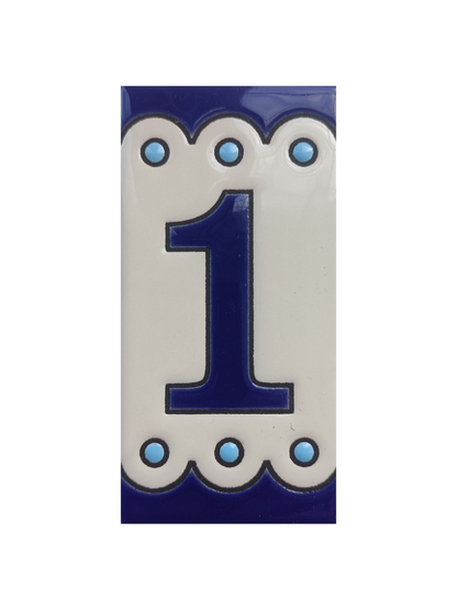 Hand-painted Soto Blue Ceramic House Number Tiles 11 x 5.5 cm