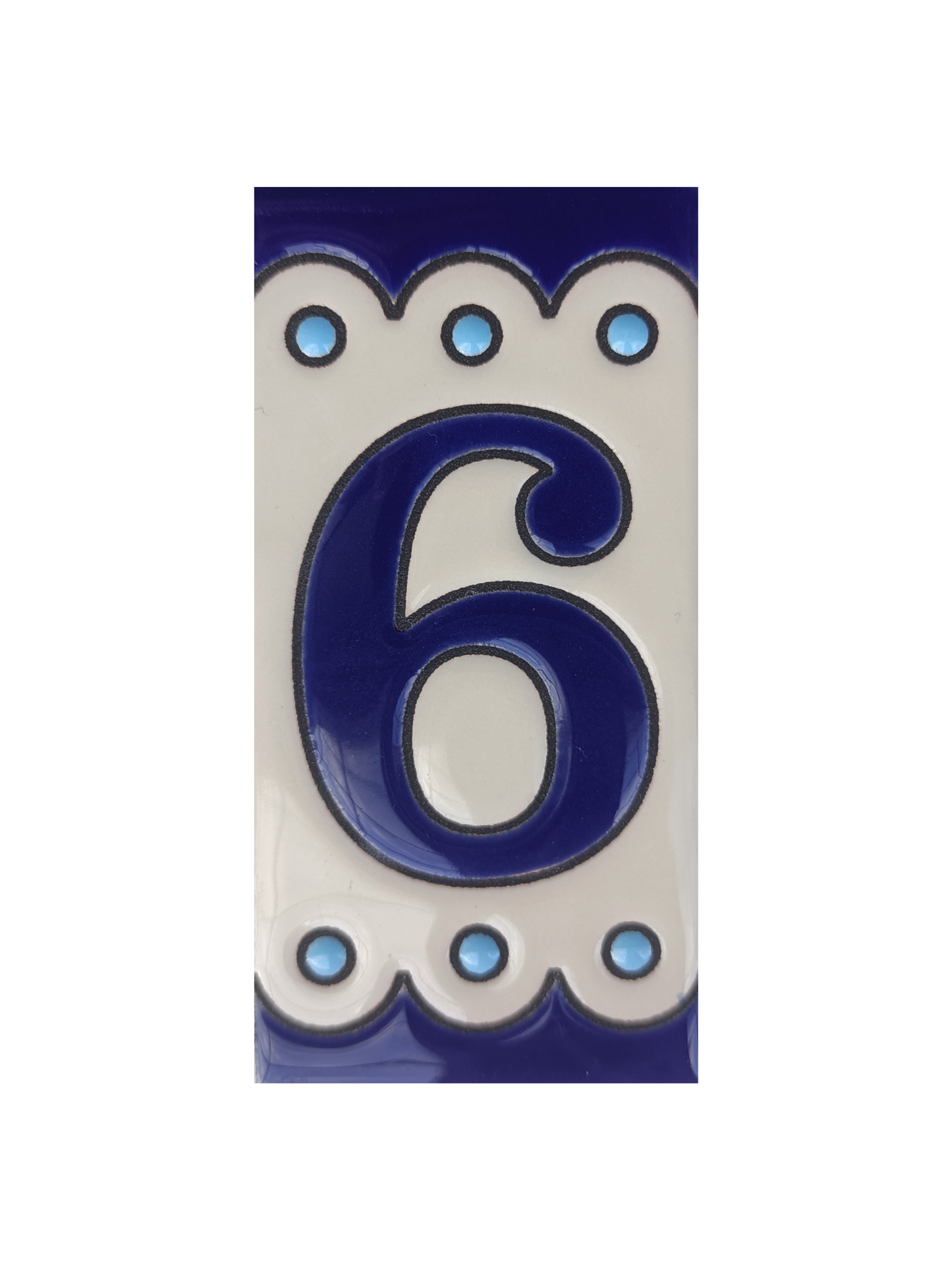 Hand-painted Soto Blue Ceramic House Number Tiles 11 x 5.5 cm