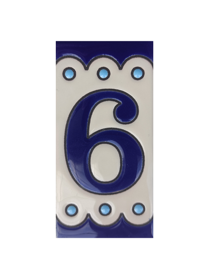Hand-painted Soto Blue Ceramic House Number Tiles 11 x 5.5 cm