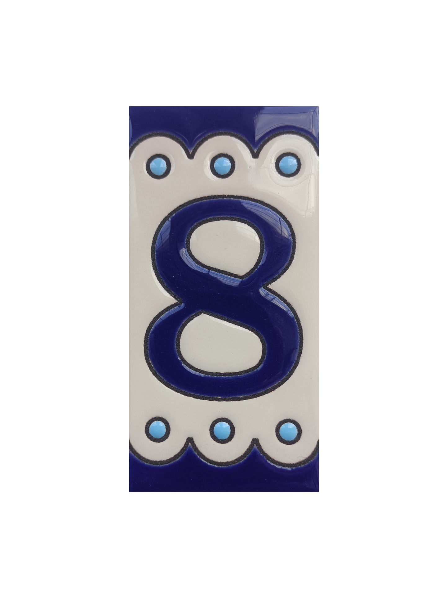 Hand-painted Soto Blue Ceramic House Number Tiles 11 x 5.5 cm
