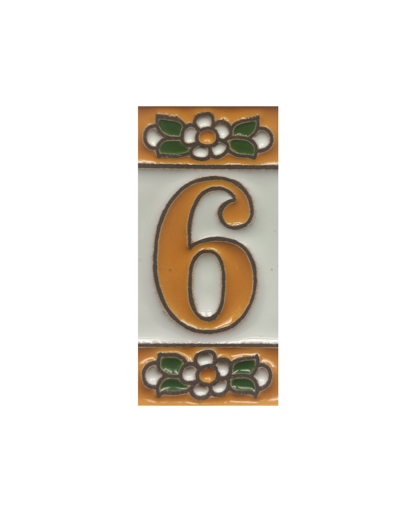 Mini Hand-painted Ceramic Yellow Floral House Number Tiles 7.5 x 3.5 cm