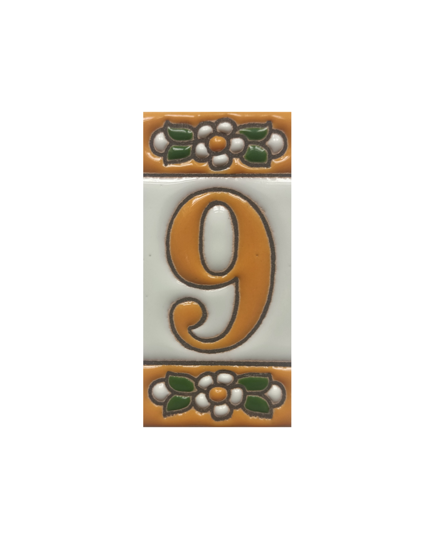 Mini Hand-painted Ceramic Yellow Floral House Number Tiles 7.5 x 3.5 cm