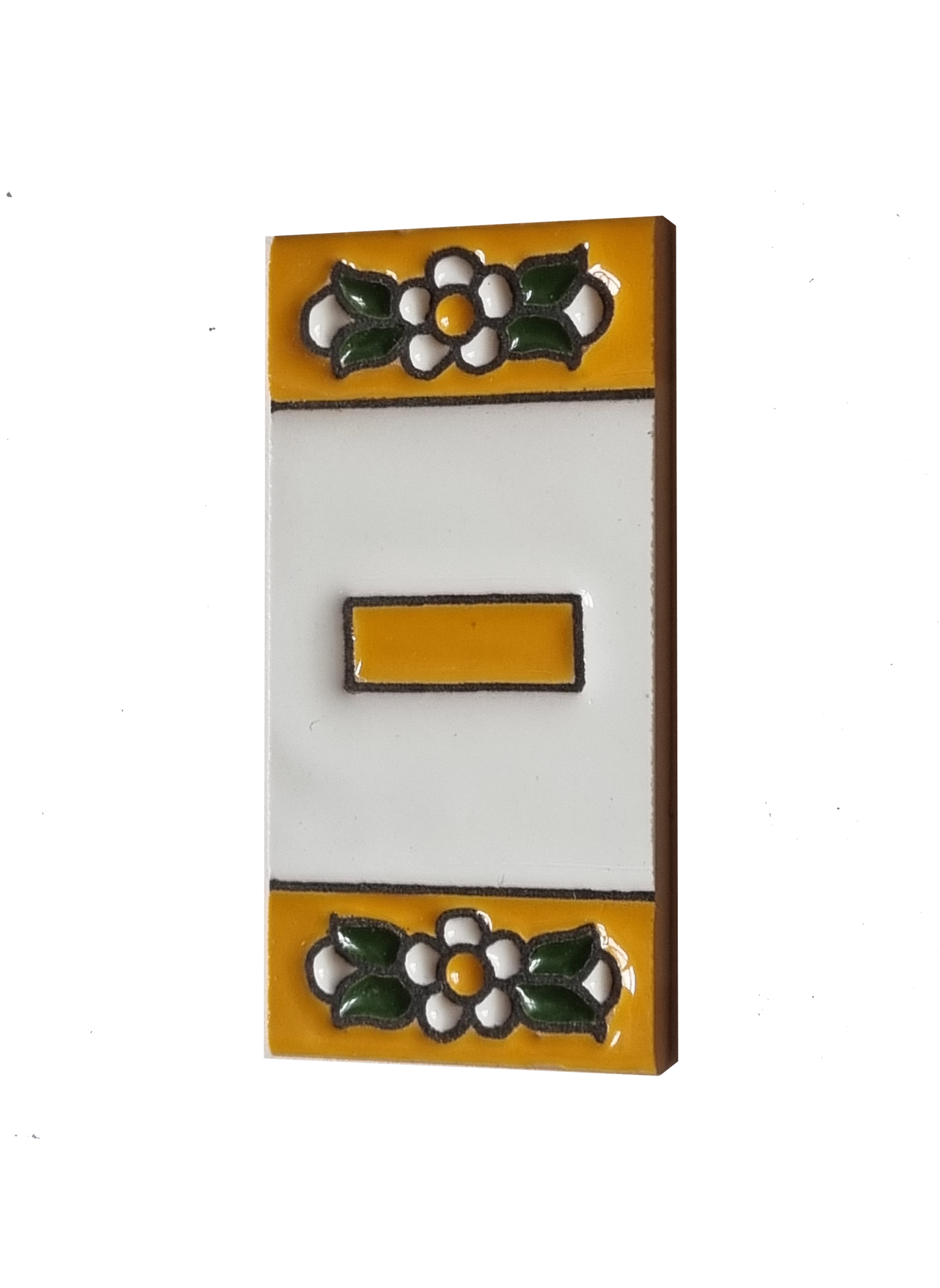 Mini Hand-painted Ceramic Yellow Floral House Number Tiles 7.5 x 3.5 cm