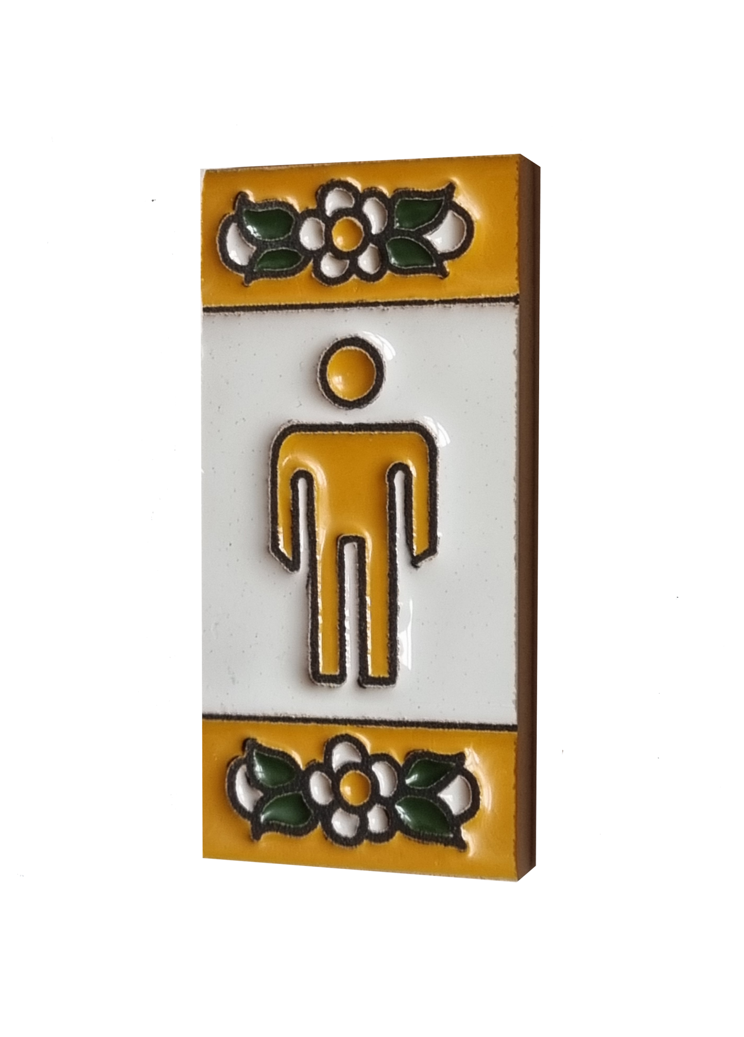 Mini Hand-painted Ceramic Yellow Floral House Number Tiles 7.5 x 3.5 cm