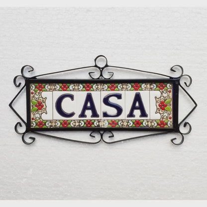 Hand-painted floral house number & letter tiles 2,87" x 1,38" 7.5 x 3.5 cm