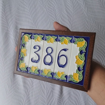 Italian Ceramic Lemon House Numbers & Letters Tiles 10 x 3.3 cm