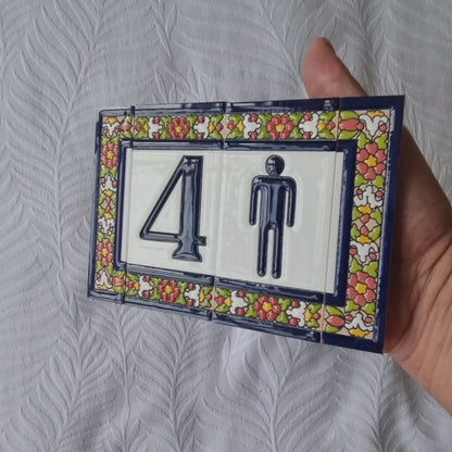 Floral Designed Hand-painted Ceramic House Number and Letter Tiles 11 x 5.5 cm