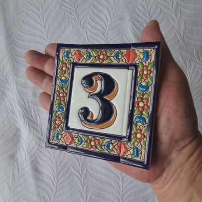 Hand-painted Floral Canary Ceramic House Numbers & Letters Tiles 11 x 5.5cm