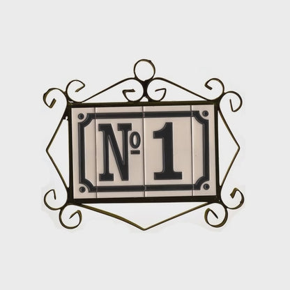French White Classic Hand-Painted House Number Tiles 4.3' x 2.2' 11 x 5.5cm & Optional Metal Frames