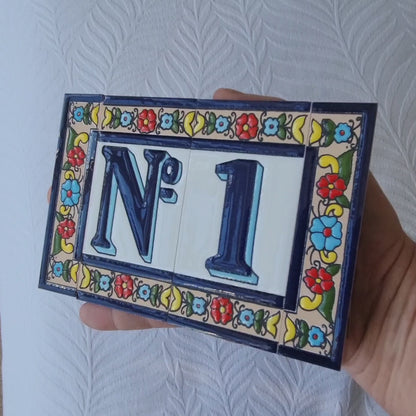 Altea Spanish Hand-painted Ceramic House Number Tiles 11 x 5.5cm