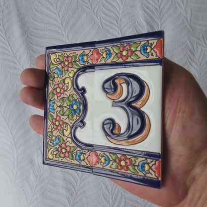 Hand-painted Floral Canary Ceramic House Numbers & Letters Tiles 11 x 5.5cm