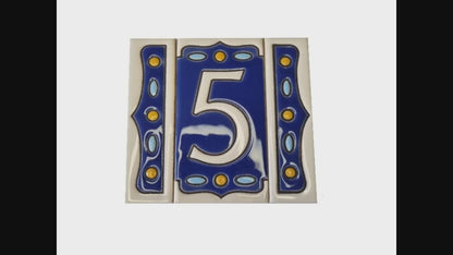 Hand-painted Nazari M-1 Ceramic House Number Tiies 11 x 5.5cm