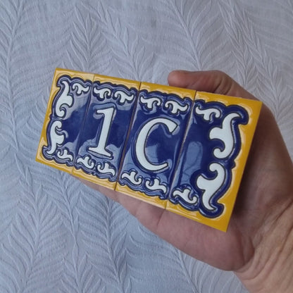 Hand-painted Mini Daniela Deep Blue Ceramic Numbers Tiles 7.5 x 3.7cm | M-01