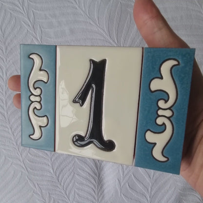 Hand-painted Costa Black & White Ceramic House Number Tiles 10 x 7.5cm
