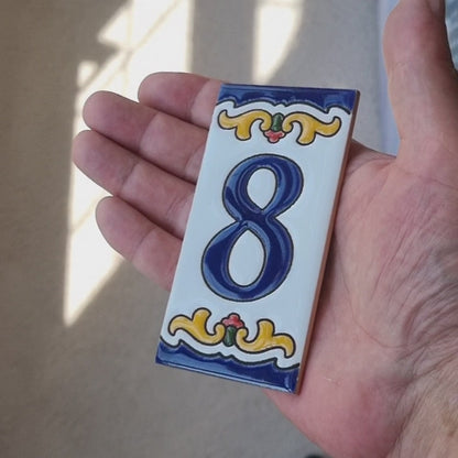 Spanish Malaga Ceramic House Number Tiles 11 x 5.5cm