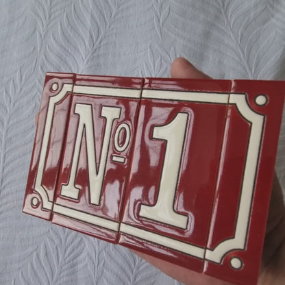 Hand-Painted French Designed Red House Number Tiles 4.3' x 2.2' | 11 x 5.5cm