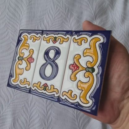 Spanish Malaga Ceramic House Number Tiles 11 x 5.5cm