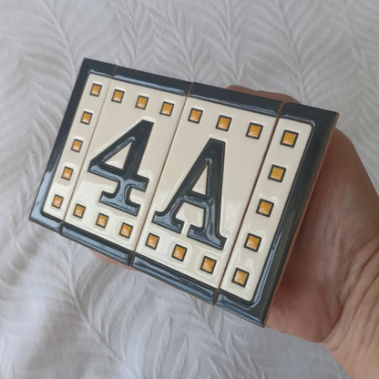 Hand-painted Ceramic Square Black House Number Tiles 11 x 5.5 cm