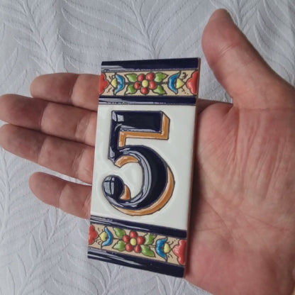 Hand-painted Floral Canary Ceramic House Numbers & Letters Tiles 11 x 5.5cm
