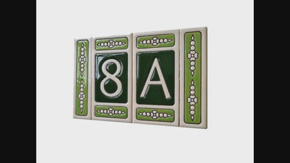 Atalaya Green Hand-Painted Ceramic House Number Tiles 11 x 5.5cm