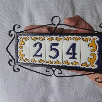 Hand-painted Ceramic Mini House Number Tiles | 2.95 x 1.46 x 0.2 inches 7.5 x 3.7cm | MD-05