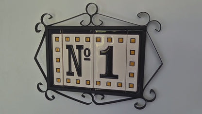 Spanish Solo Hand-painted Ceramic House Number Tiles 11 x 5.5 cm