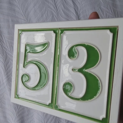 Hand-painted Italian Ceramic Simple Green House Numbers Tiles | Tile Size: 11 x 7cm