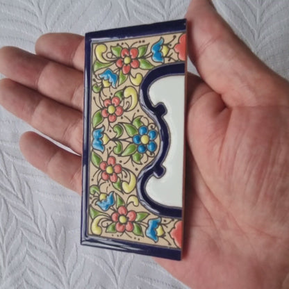 Hand-painted Floral Canary Ceramic House Numbers & Letters Tiles 11 x 5.5cm