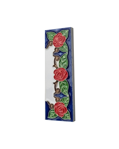 Handmade Italian Red Rose Ceramic House Number Tiles 10 x 3.3 cm