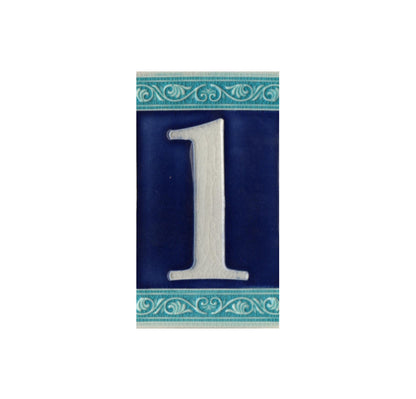 Hand-painted Italian Ceramic House Numbers Tiles | Roman Design | Tile Size: 11cm x 7cm