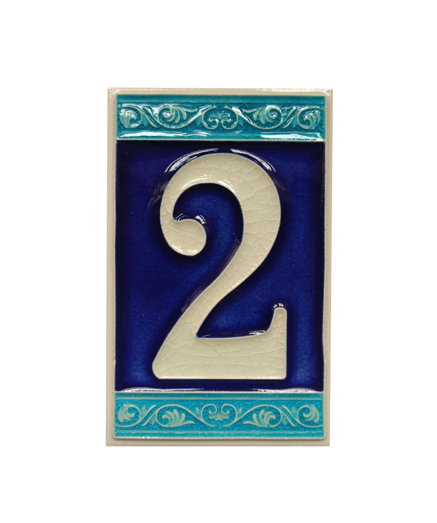 Hand-painted Italian Ceramic House Numbers Tiles | Roman Design | Tile Size: 11cm x 7cm