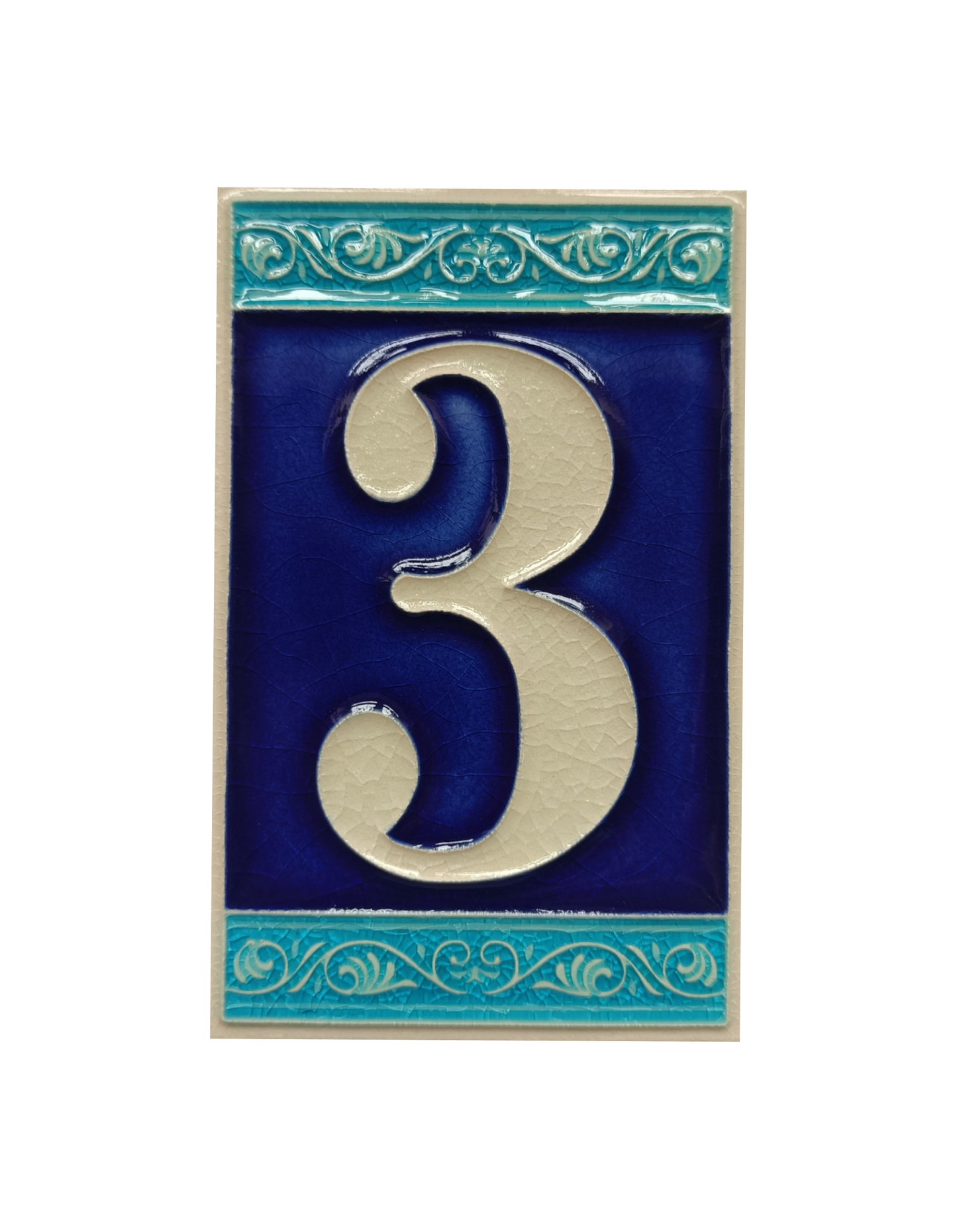Hand-painted Italian Ceramic House Numbers Tiles | Roman Design | Tile Size: 11cm x 7cm