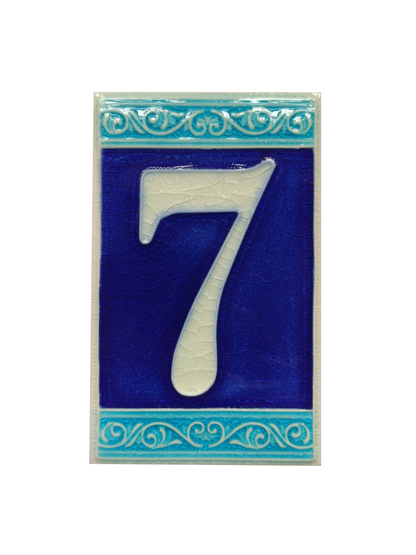 Hand-painted Italian Ceramic House Numbers Tiles | Roman Design | Tile Size: 11cm x 7cm