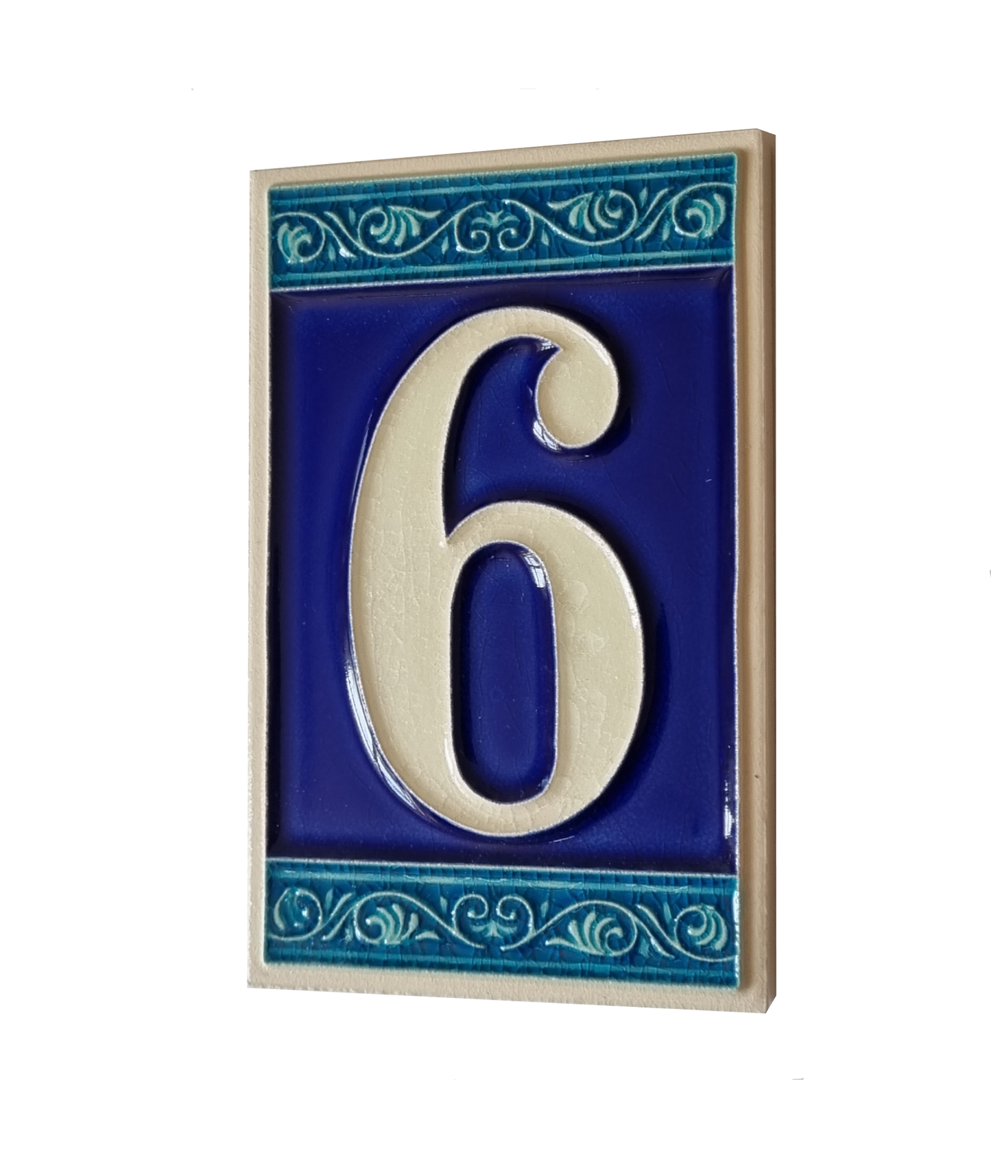 Hand-painted Italian Ceramic House Numbers Tiles | Roman Design | Tile Size: 11cm x 7cm