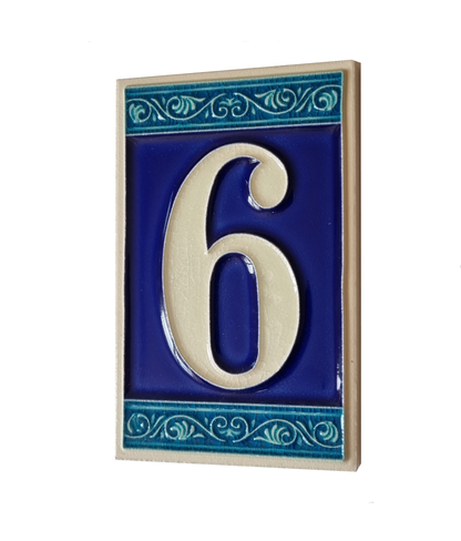 Hand-painted Italian Ceramic House Numbers Tiles | Roman Design | Tile Size: 11cm x 7cm