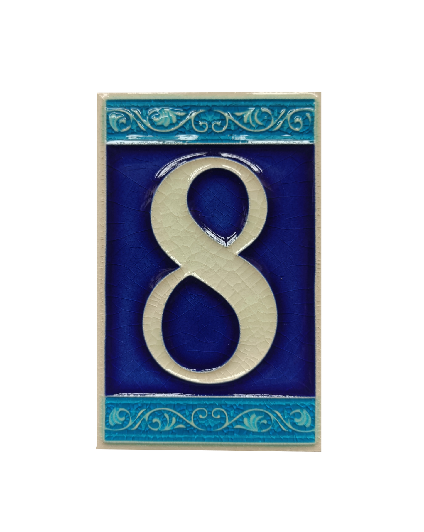 Hand-painted Italian Ceramic House Numbers Tiles | Roman Design | Tile Size: 11cm x 7cm