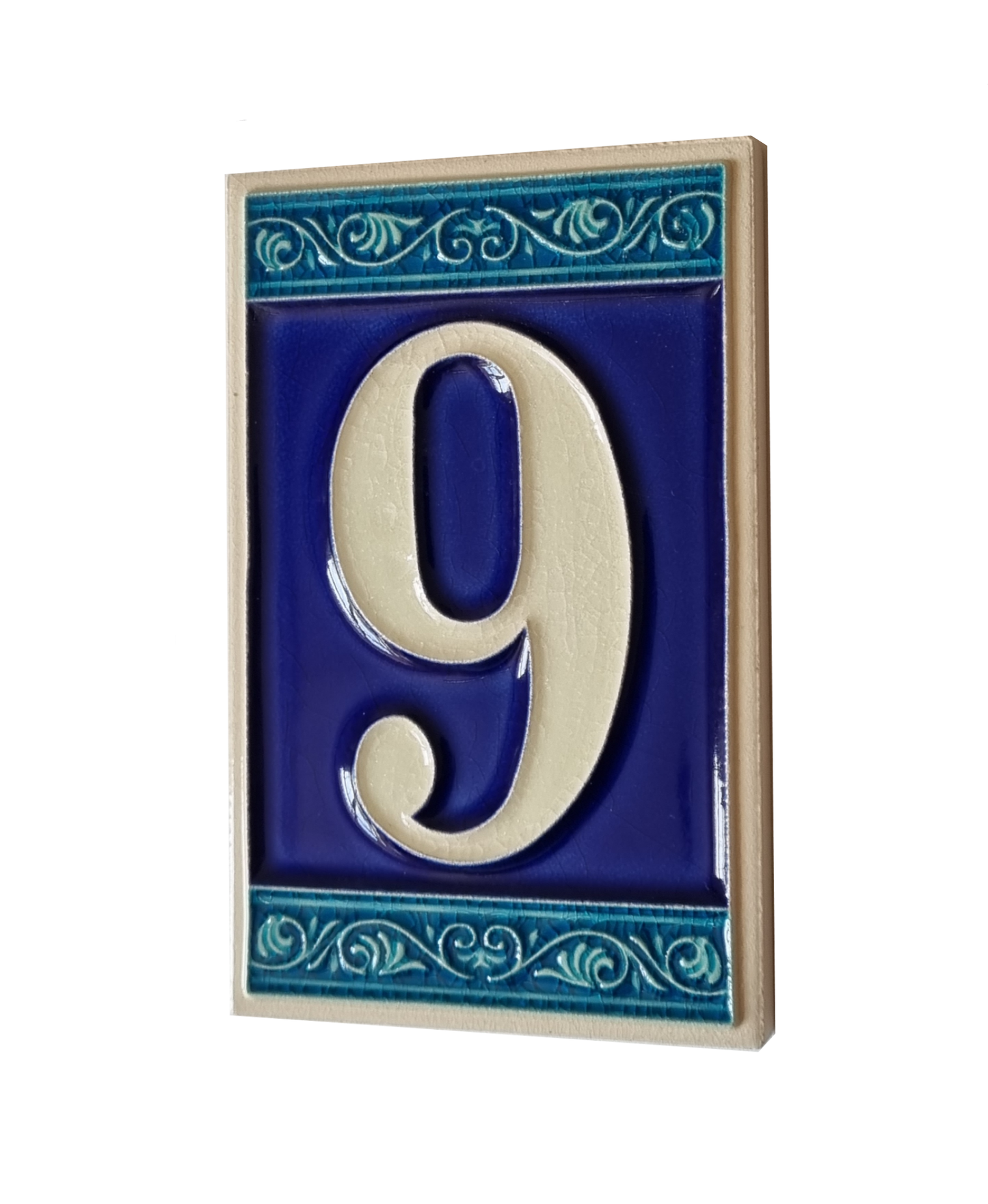 Hand-painted Italian Ceramic House Numbers Tiles | Roman Design | Tile Size: 11cm x 7cm