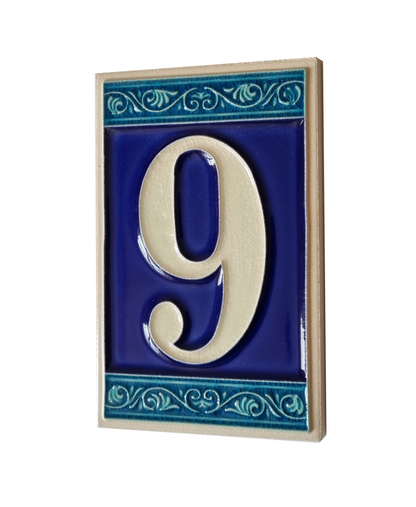 Hand-painted Italian Ceramic House Numbers Tiles | Roman Design | Tile Size: 11cm x 7cm