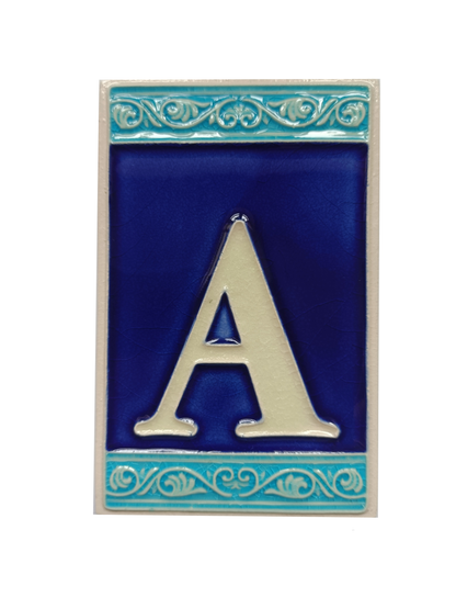 Hand-painted Italian Ceramic House Numbers Tiles | Roman Design | Tile Size: 11cm x 7cm