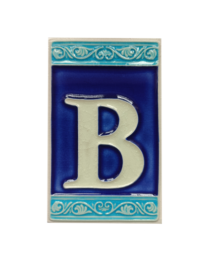 Hand-painted Italian Ceramic House Numbers Tiles | Roman Design | Tile Size: 11cm x 7cm